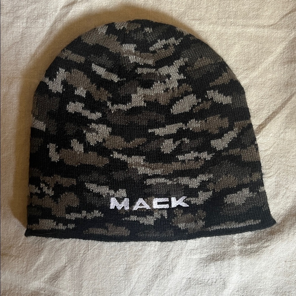 Camouflage Knit Beanie - Black and Gray